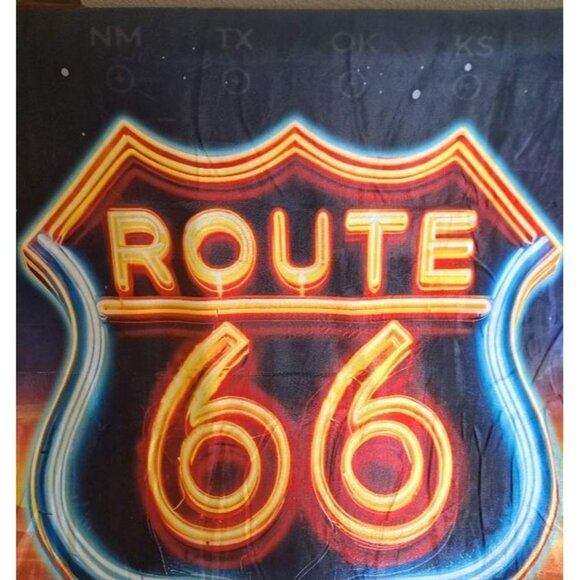 New Route 66 Highway Diner Scene Thick Fleece Throw Gift Blanket Neon Road Sign - Picture 3 of 6